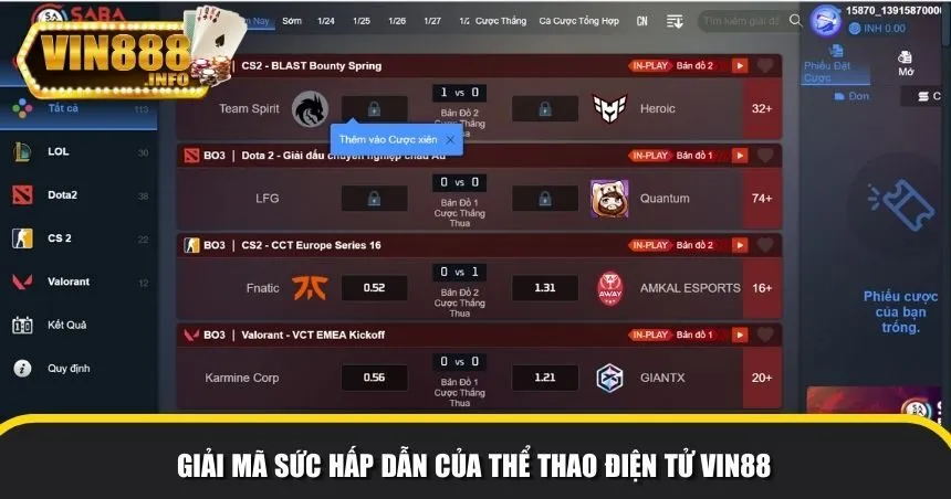 Giải mã sức hấp dẫn của thể thao điện tử Vin88